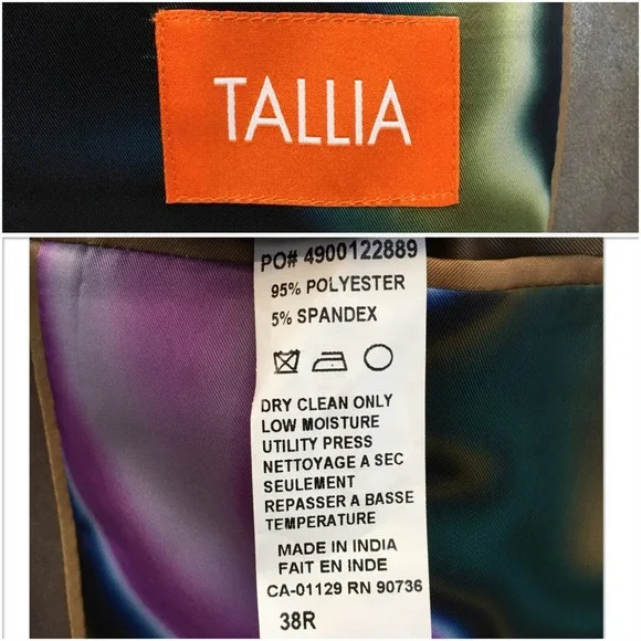 TALLIA Mens Blazer Sport Coat Casual Dinner‎ Jacket Size 38R Modern Suit